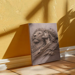 Lion of Judah, Jesus & Lion - Wall Art on Canva (Mauve Taupe)