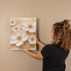 Cream & Gold Floral -  Wall Art on Canva