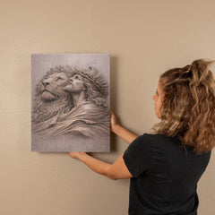 Lion of Judah, Jesus & Lion - Wall Art on Canva (Mauve Taupe)