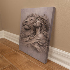 Lion of Judah, Jesus & Lion - Wall Art on Canva (Mauve Taupe)