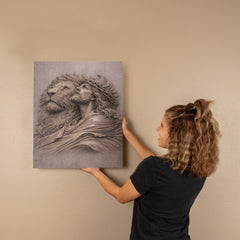 Lion of Judah, Jesus & Lion - Wall Art on Canva (Mauve Taupe)