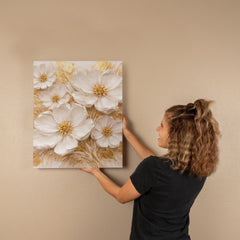 Cream & Gold Floral -  Wall Art on Canva