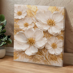 Cream & Gold Floral -  Wall Art on Canva