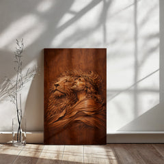 Lion of Judah, Jesus & Lion - Wall Art on Canva (Wood Carving)