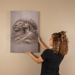Lion of Judah, Jesus & Lion - Wall Art on Canva (Mauve Taupe)