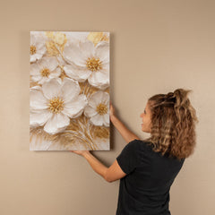 Cream & Gold Floral -  Wall Art on Canva