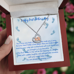 Mother's First Chapter - Baby Feet Heart Necklace - Baby Boy