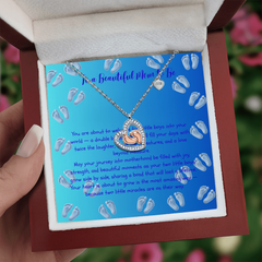 Two Little Miracles - Baby Feet Heart Necklace-Twin Baby Boys