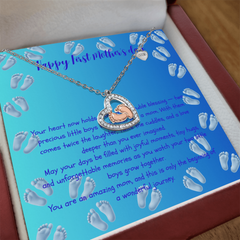 Mother's First Chapter - Baby Feet Heart Necklace - Twin Baby Boys
