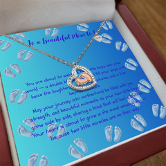 Two Little Miracles - Baby Feet Heart Necklace-Twin Baby Boys