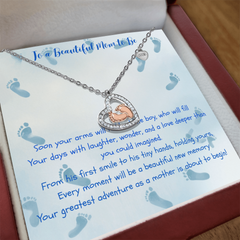 Your Little Miracle - Baby Feet Heart Necklace - Baby Boy