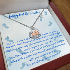 Mother's First Chapter - Baby Feet Heart Necklace - Baby Boy