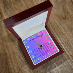 Mother's First Chapter - Baby Feet Heart Necklace - Twins, Baby Girl & Baby Boy