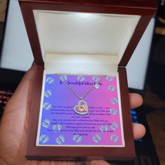 Two Little Miracles - Baby Feet Heart Necklace - Twins, Baby Girl & Baby Boy