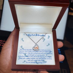 Mother's First Chapter - Baby Feet Heart Necklace - Baby Boy