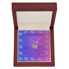 Mother's First Chapter - Baby Feet Heart Necklace - Twins, Baby Girl & Baby Boy