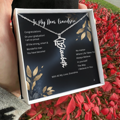 Believe in Yourself - Graduation Name Necklace for Grandson
