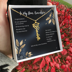 Believe in Yourself - Graduation Name Necklace for Grandson