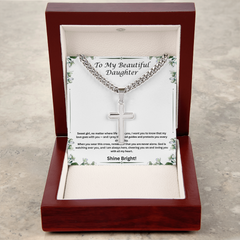 Shine Bright - Artisan Cross with Cuban Link Chain for Daughter