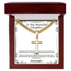 Shine Bright - Artisan Cross with Cuban Link Chain for Daughter