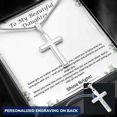 Shine Bright - Personalized Cross Necklace for Daughter