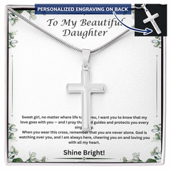 Shine Bright - Personalized Cross Necklace for Daughter