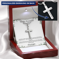 Shine Bright - Personalized Cross Necklace for Daughter