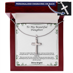 Shine Bright - Personalized Cross Necklace for Daughter