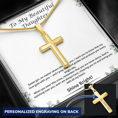 Shine Bright - Personalized Cross Necklace for Daughter