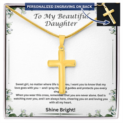 Shine Bright - Personalized Cross Necklace for Daughter