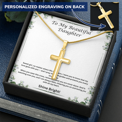 Shine Bright - Personalized Cross Necklace for Daughter