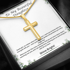 Shine Bright - Personalized Cross Necklace for Daughter