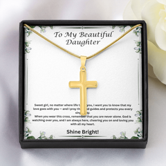Shine Bright - Personalized Cross Necklace for Daughter