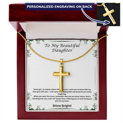 Shine Bright - Personalized Cross Necklace for Daughter