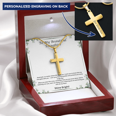 Shine Bright - Personalized Cross Necklace for Daughter