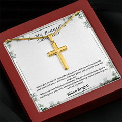 Shine Bright - Personalized Cross Necklace for Daughter