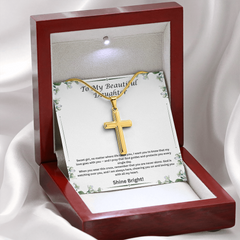 Shine Bright - Personalized Cross Necklace for Daughter