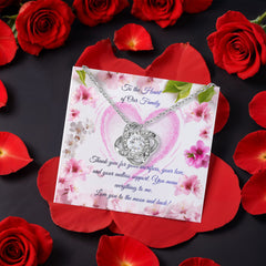 Family's Heart - Love Knot Necklace with Rotating Rose Gift Box (for Mom)
