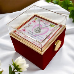 Family's Heart - Love Knot Necklace with Rotating Rose Gift Box (for Mom)