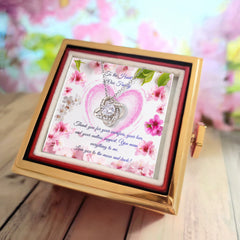 Family's Heart - Love Knot Necklace with Rotating Rose Gift Box (for Mom)
