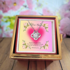 Endless Love - Love Knot Necklace with Rotating Rose Gift Box