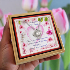 Family's Heart - Love Knot Necklace with Rotating Rose Gift Box (for Mom)