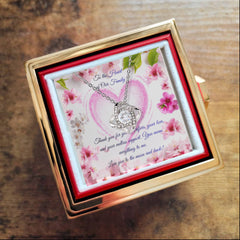 Family's Heart - Love Knot Necklace with Rotating Rose Gift Box (for Mom)