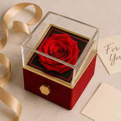 Endless Love - Love Knot Necklace with Rotating Rose Gift Box