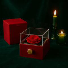 Endless Love - Love Knot Necklace with Rotating Rose Gift Box