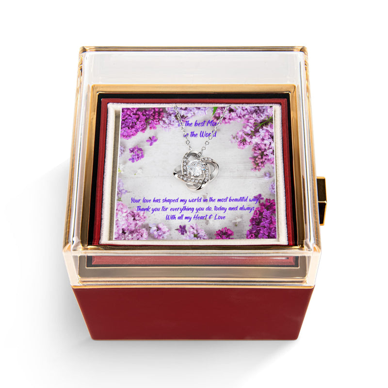 Your Love - Love Knot Necklace with Rotating Rose Gift Box (for Mom)
