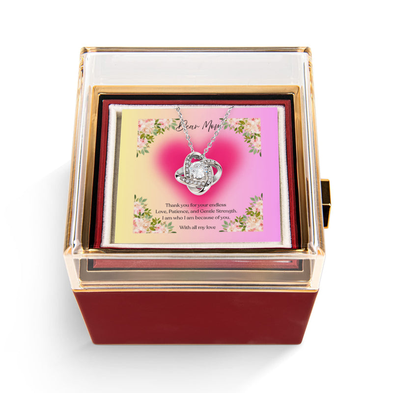 Endless Love - Love Knot Necklace with Rotating Rose Gift Box