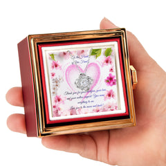 Family's Heart - Love Knot Necklace with Rotating Rose Gift Box (for Mom)