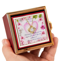 Family's Heart - Love Knot Necklace with Rotating Rose Gift Box (for Mom)