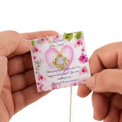 Family's Heart - Love Knot Necklace with Rotating Rose Gift Box (for Mom)